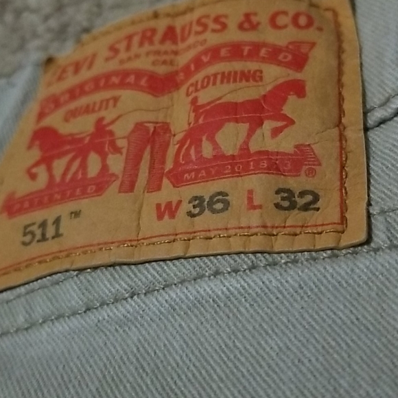 SOLD..NWOT Mens LEVI'S 511 Beige Jeans-36x32 - Picture 4 of 4